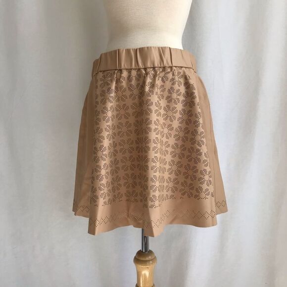 Club Monaco Tan Faux Leather Lazer cut  Skirt 8 - Picture 3 of 14